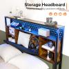 imageVINGLI Floating Bed Frame Twin Bed with Charging Station and LED LightsTwin Metal Bed FrameCozy Hidden Storage Velvet Upholstered HeadboardNo Box Spring NeededEasy AssemblyBlackBlack