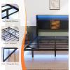 imageVINGLI Floating Bed Frame Twin Bed with Charging Station and LED LightsTwin Metal Bed FrameCozy Hidden Storage Velvet Upholstered HeadboardNo Box Spring NeededEasy AssemblyBlackBlack