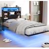 imageVINGLI Floating Bed Frame Twin Bed with Charging Station and LED LightsTwin Metal Bed FrameCozy Hidden Storage Velvet Upholstered HeadboardNo Box Spring NeededEasy AssemblyBlackBlack