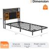 imageVINGLI Floating Bed Frame Twin Bed with Charging Station and LED LightsTwin Metal Bed FrameCozy Hidden Storage Velvet Upholstered HeadboardNo Box Spring NeededEasy AssemblyBlackBlack