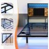 imageVINGLI Floating Bed Frame Twin Bed with Charging Station and LED LightsTwin Metal Bed FrameCozy Hidden Storage Velvet Upholstered HeadboardNo Box Spring NeededEasy AssemblyBlackBlack