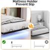 imageVINGLI Floating Bed Frame Twin Bed with Charging Station and LED LightsTwin Metal Bed FrameCozy Hidden Storage Velvet Upholstered HeadboardNo Box Spring NeededEasy AssemblyBlackBlack
