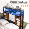 imageVINGLI Floating Bed Frame Twin Bed with Charging Station and LED LightsTwin Metal Bed FrameCozy Hidden Storage Velvet Upholstered HeadboardNo Box Spring NeededEasy AssemblyBlackBlack