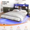 imageVINGLI Floating Bed Frame Twin Bed with Charging Station and LED LightsTwin Metal Bed FrameCozy Hidden Storage Velvet Upholstered HeadboardNo Box Spring NeededEasy AssemblyBlackBlack