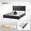 imageVINGLI Full Bed Frame with Headboard and 4 Storage Drawers Upholstered Platform with Stitched Button Tufted Design Mattress Foundation Wooden Slats Support No Box Spring NeededGreyBlack