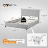 imageVINGLI Full Bed Frame with Headboard and 4 Storage Drawers Upholstered Platform with Stitched Button Tufted Design Mattress Foundation Wooden Slats Support No Box Spring NeededGreyLight Gray