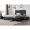 imageVINGLI Full Bed Frame with Headboard and 4 Storage Drawers Upholstered Platform with Stitched Button Tufted Design Mattress Foundation Wooden Slats Support No Box Spring NeededGreyBlack