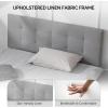 imageVINGLI Full Bed Frame with Headboard and 4 Storage Drawers Upholstered Platform with Stitched Button Tufted Design Mattress Foundation Wooden Slats Support No Box Spring NeededGreyLight Gray