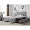 imageVINGLI Full Bed Frame with Headboard and 4 Storage Drawers Upholstered Platform with Stitched Button Tufted Design Mattress Foundation Wooden Slats Support No Box Spring NeededGreyLight Gray
