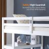 imageVINGLI Loft Bed Twin Size with USB Charging StationLED Solid Wood Single Loft Bunk Bed with Flat Rungs for KidsTeensAdults 15 inches High GuardrailWood Slat Support No Box Spring Needed WhiteWhite