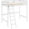 imageVINGLI Loft Bed Twin Size with USB Charging StationLED Solid Wood Single Loft Bunk Bed with Flat Rungs for KidsTeensAdults 15 inches High GuardrailWood Slat Support No Box Spring Needed WhiteWhite
