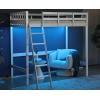 imageVINGLI Loft Bed Twin Size with USB Charging StationLED Solid Wood Single Loft Bunk Bed with Flat Rungs for KidsTeensAdults 15 inches High GuardrailWood Slat Support No Box Spring Needed WhiteWhite