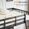 imageVINGLI Loft Bed Twin Size with USB Charging StationLED Solid Wood Single Loft Bunk Bed with Flat Rungs for KidsTeensAdults 15 inches High GuardrailWood Slat Support No Box Spring Needed WhiteBlack
