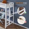 imageVINGLI Loft Bed Twin Size with USB Charging StationLED Solid Wood Single Loft Bunk Bed with Flat Rungs for KidsTeensAdults 15 inches High GuardrailWood Slat Support No Box Spring Needed WhiteWhite