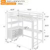imageVINGLI Loft Bed Twin Size with USB Charging StationLED Solid Wood Single Loft Bunk Bed with Flat Rungs for KidsTeensAdults 15 inches High GuardrailWood Slat Support No Box Spring Needed WhiteWhite