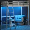 imageVINGLI Loft Bed Twin Size with USB Charging StationLED Solid Wood Single Loft Bunk Bed with Flat Rungs for KidsTeensAdults 15 inches High GuardrailWood Slat Support No Box Spring Needed WhiteWhite
