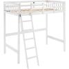 imageVINGLI Loft Bed Twin Size with USB Charging StationLED Solid Wood Single Loft Bunk Bed with Flat Rungs for KidsTeensAdults 15 inches High GuardrailWood Slat Support No Box Spring Needed WhiteWhite