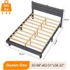 imageVINGLI Platform Bed Frame Queen Size with Linen Fabric HeadboardModern Panel Low Profile Bed with Upholstered ampamp Sturdy Slats Support for Bedroom Mattress Foundation Dark GrayLinen Grey