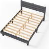 imageVINGLI Platform Bed Frame Queen Size with Linen Fabric HeadboardModern Panel Low Profile Bed with Upholstered ampamp Sturdy Slats Support for Bedroom Mattress Foundation Dark GrayLinen Grey