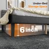 imageVINGLI Platform Bed Frame Queen Size with Linen Fabric HeadboardModern Panel Low Profile Bed with Upholstered ampamp Sturdy Slats Support for Bedroom Mattress Foundation Dark GrayLinen Grey
