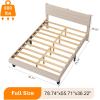 imageVINGLI Platform Bed Frame Queen Size with Linen Fabric HeadboardModern Panel Low Profile Bed with Upholstered ampamp Sturdy Slats Support for Bedroom Mattress Foundation Dark GrayBoucle Beige