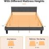 imageVINGLI Platform Bed Frame Queen Size with Linen Fabric HeadboardModern Panel Low Profile Bed with Upholstered ampamp Sturdy Slats Support for Bedroom Mattress Foundation Dark GrayLinen Grey