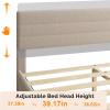 imageVINGLI Platform Bed Frame Queen Size with Linen Fabric HeadboardModern Panel Low Profile Bed with Upholstered ampamp Sturdy Slats Support for Bedroom Mattress Foundation Dark GrayBoucle Beige