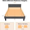 imageVINGLI Platform Bed Frame Queen Size with Linen Fabric HeadboardModern Panel Low Profile Bed with Upholstered ampamp Sturdy Slats Support for Bedroom Mattress Foundation Dark GrayLinen Grey