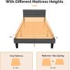 imageVINGLI Platform Bed Frame Queen Size with Linen Fabric HeadboardModern Panel Low Profile Bed with Upholstered ampamp Sturdy Slats Support for Bedroom Mattress Foundation Dark GrayLinen Grey