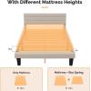 imageVINGLI Platform Bed Frame Queen Size with Linen Fabric HeadboardModern Panel Low Profile Bed with Upholstered ampamp Sturdy Slats Support for Bedroom Mattress Foundation Dark GrayBoucle Beige