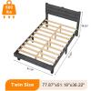 imageVINGLI Platform Bed Frame Queen Size with Linen Fabric HeadboardModern Panel Low Profile Bed with Upholstered ampamp Sturdy Slats Support for Bedroom Mattress Foundation Dark GrayLinen Grey