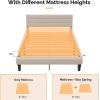 imageVINGLI Platform Bed Frame Queen Size with Linen Fabric HeadboardModern Panel Low Profile Bed with Upholstered ampamp Sturdy Slats Support for Bedroom Mattress Foundation Dark GrayBoucle Beige