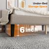 imageVINGLI Platform Bed Frame Queen Size with Linen Fabric HeadboardModern Panel Low Profile Bed with Upholstered ampamp Sturdy Slats Support for Bedroom Mattress Foundation Dark GrayBoucle Beige