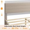 imageVINGLI Platform Bed Frame Queen Size with Linen Fabric HeadboardModern Panel Low Profile Bed with Upholstered ampamp Sturdy Slats Support for Bedroom Mattress Foundation Dark GrayBoucle Beige