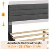 imageVINGLI Platform Bed Frame Queen Size with Linen Fabric HeadboardModern Panel Low Profile Bed with Upholstered ampamp Sturdy Slats Support for Bedroom Mattress Foundation Dark GrayLinen Grey