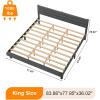 imageVINGLI Platform Bed Frame Queen Size with Linen Fabric HeadboardModern Panel Low Profile Bed with Upholstered ampamp Sturdy Slats Support for Bedroom Mattress Foundation Dark GrayLinen Grey