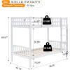 imageVINGLI Solid Wood Bunk Bed Twin Over Twin with LED LightsUSB Port Charge StationExtra 145 Tall GuardrialScoring Rungs WhiteWhite