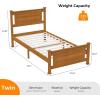 imageVINGLI Twin Bed Frame Solid Wood Platform Bed Frame Single Bed with Headboard No Box Spring Needed Panel Bed Wood Slat Support Mattress Foundation Brown