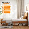 imageVINGLI Twin Bed Frame Solid Wood Platform Bed Frame Single Bed with Headboard No Box Spring Needed Panel Bed Wood Slat Support Mattress Foundation Brown