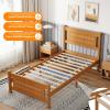 imageVINGLI Twin Bed Frame Solid Wood Platform Bed Frame Single Bed with Headboard No Box Spring Needed Panel Bed Wood Slat Support Mattress Foundation Brown