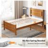 imageVINGLI Twin Bed Frame Solid Wood Platform Bed Frame Single Bed with Headboard No Box Spring Needed Panel Bed Wood Slat Support Mattress Foundation Brown