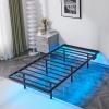 imageVINGLI Twin Floating Bed Frame with USB Charging StationLED Lights 14 Platform Bed Frame Twin Size Heavy Duty Metal Bed No Box Spring NeededBlackBlack