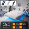 imageVINGLI Twin Floating Bed Frame with USB Charging StationLED Lights 14 Platform Bed Frame Twin Size Heavy Duty Metal Bed No Box Spring NeededBlackBlack