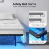 imageVINGLI Twin Floating Bed Frame with USB Charging StationLED Lights 14 Platform Bed Frame Twin Size Heavy Duty Metal Bed No Box Spring NeededBlackBlack
