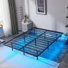 imageVINGLI Twin Floating Bed Frame with USB Charging StationLED Lights 14 Platform Bed Frame Twin Size Heavy Duty Metal Bed No Box Spring NeededBlackBlack