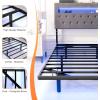 imageVINGLI Twin Floating Bed Frame with Upholstered HeadboardCharging StationLED Lights Modern Platform BedHeavy Duty Metal Bed FrameAdjustable Headboard No Box Spring Needed Easy AssemblyGreyGrey