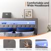 imageVINGLI Twin Floating Bed Frame with Upholstered HeadboardCharging StationLED Lights Modern Platform BedHeavy Duty Metal Bed FrameAdjustable Headboard No Box Spring Needed Easy AssemblyGreyGrey
