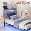 imageVINGLI Twin Floating Bed Frame with Upholstered HeadboardCharging StationLED Lights Modern Platform BedHeavy Duty Metal Bed FrameAdjustable Headboard No Box Spring Needed Easy AssemblyGreyGrey