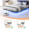 imageVINGLI Twin Floating Bed Frame with Upholstered HeadboardCharging StationLED Lights Modern Platform BedHeavy Duty Metal Bed FrameAdjustable Headboard No Box Spring Needed Easy AssemblyGreyGrey