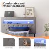 imageVINGLI Twin Floating Bed Frame with Upholstered HeadboardCharging StationLED Lights Modern Platform BedHeavy Duty Metal Bed FrameAdjustable Headboard No Box Spring Needed Easy AssemblyGreyGrey